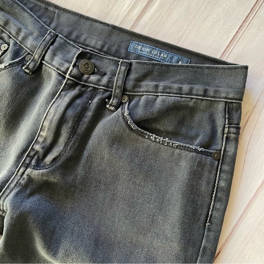 Denim Colab Boyfriend Jeans Women’s 8 Black Stonewashed Goth Grunge Distressed - Picture 7 of 16